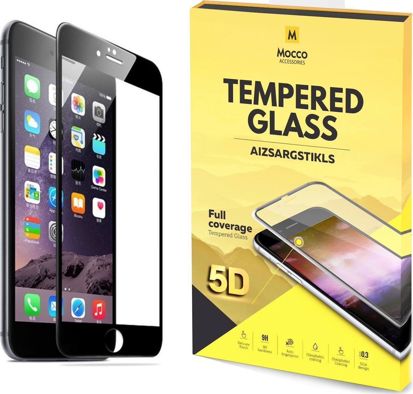Mocco Full Glue 5D Signature Edition Tempered Glass Full Coverage with Frame Apple iPhone 6 / 6S Black