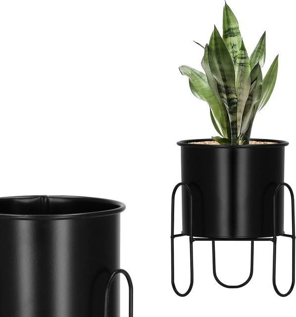 Springos Stojący kwietnik 18 cm stojak z doniczką na kwiaty nowoczesny loft czarny mat UNIWERSALNY