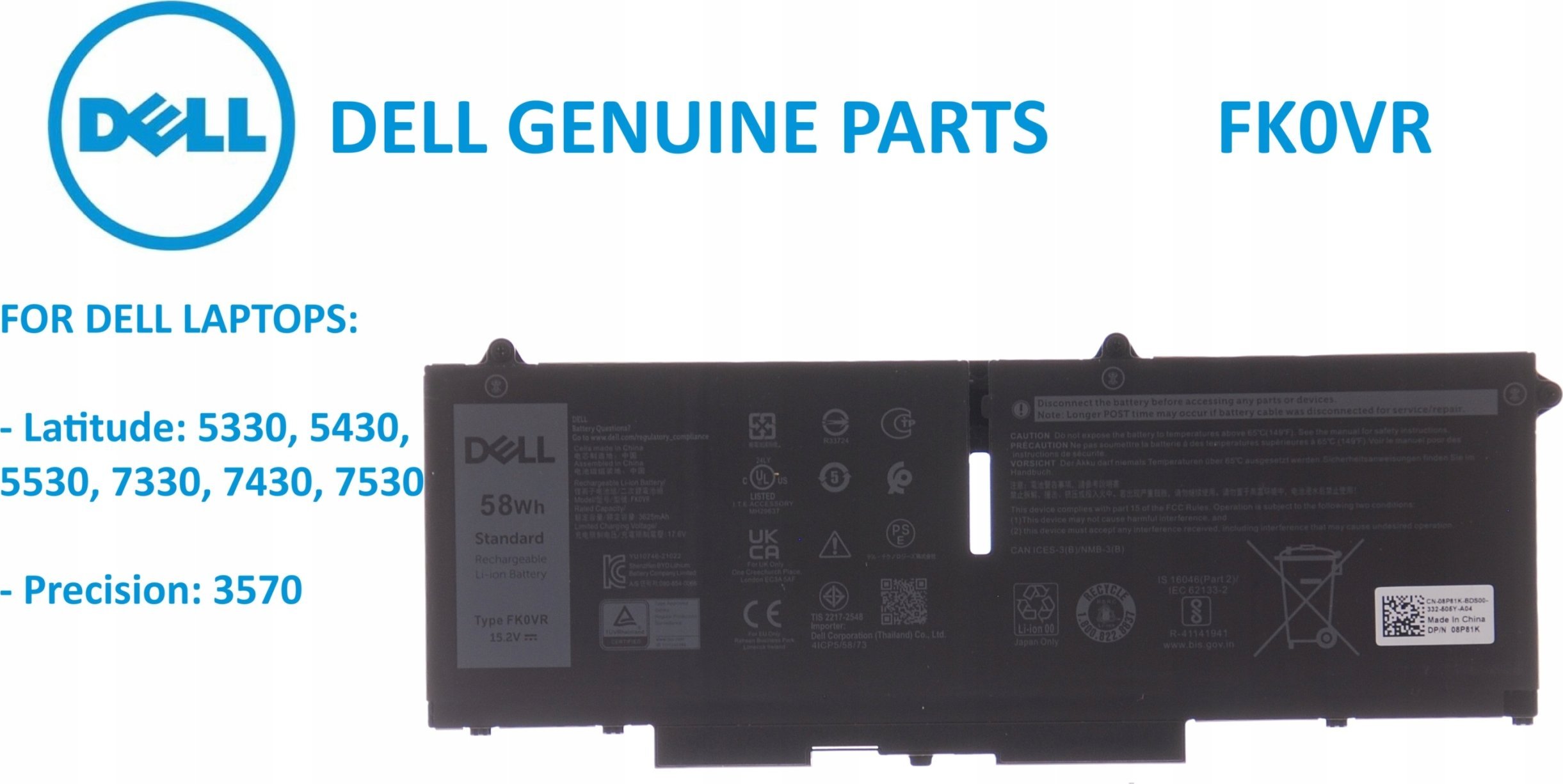 Bateria Dell Btry,Pri,54Whr,3C,Lith,Swd