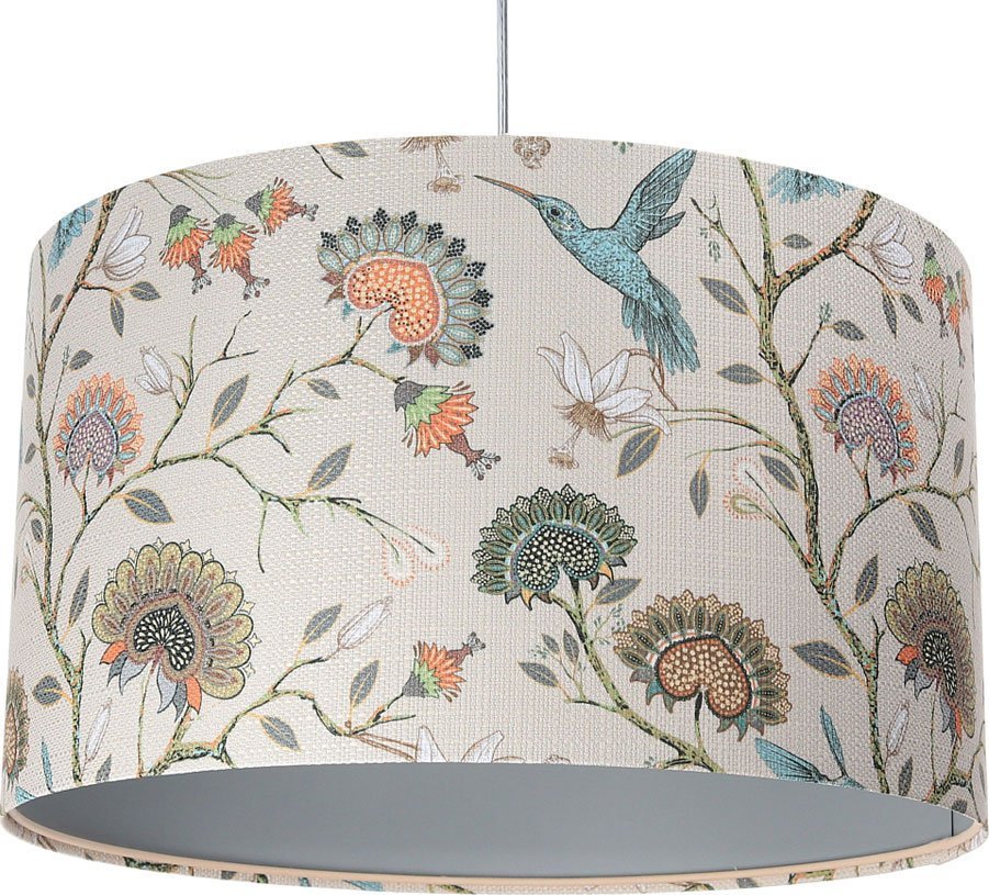 Lampa wisząca Lumes Srebrna lampa wisząca z dekoracyjnym abażurem - S385-Palva