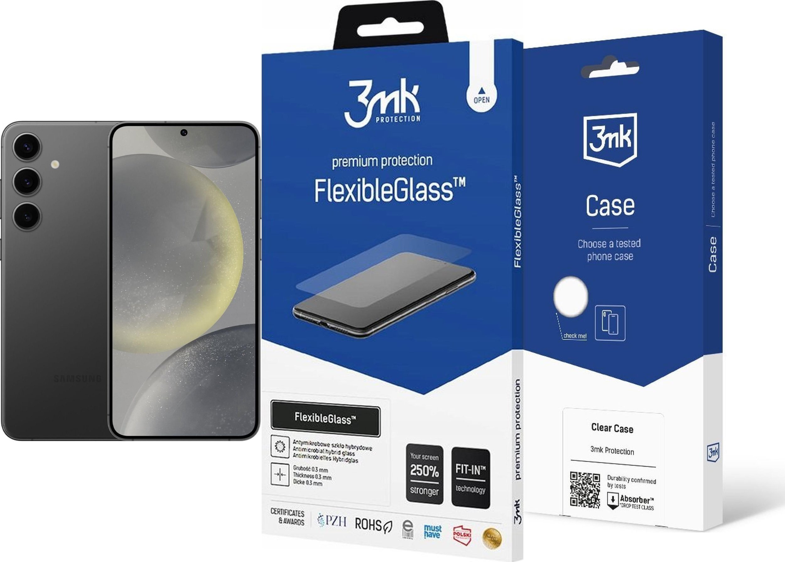 Smartfon Samsung Galaxy S24+ 5G 12/256GB Czarny (SM-S926BZKDEUB) + FlexibleGlass + Etui Clear Case