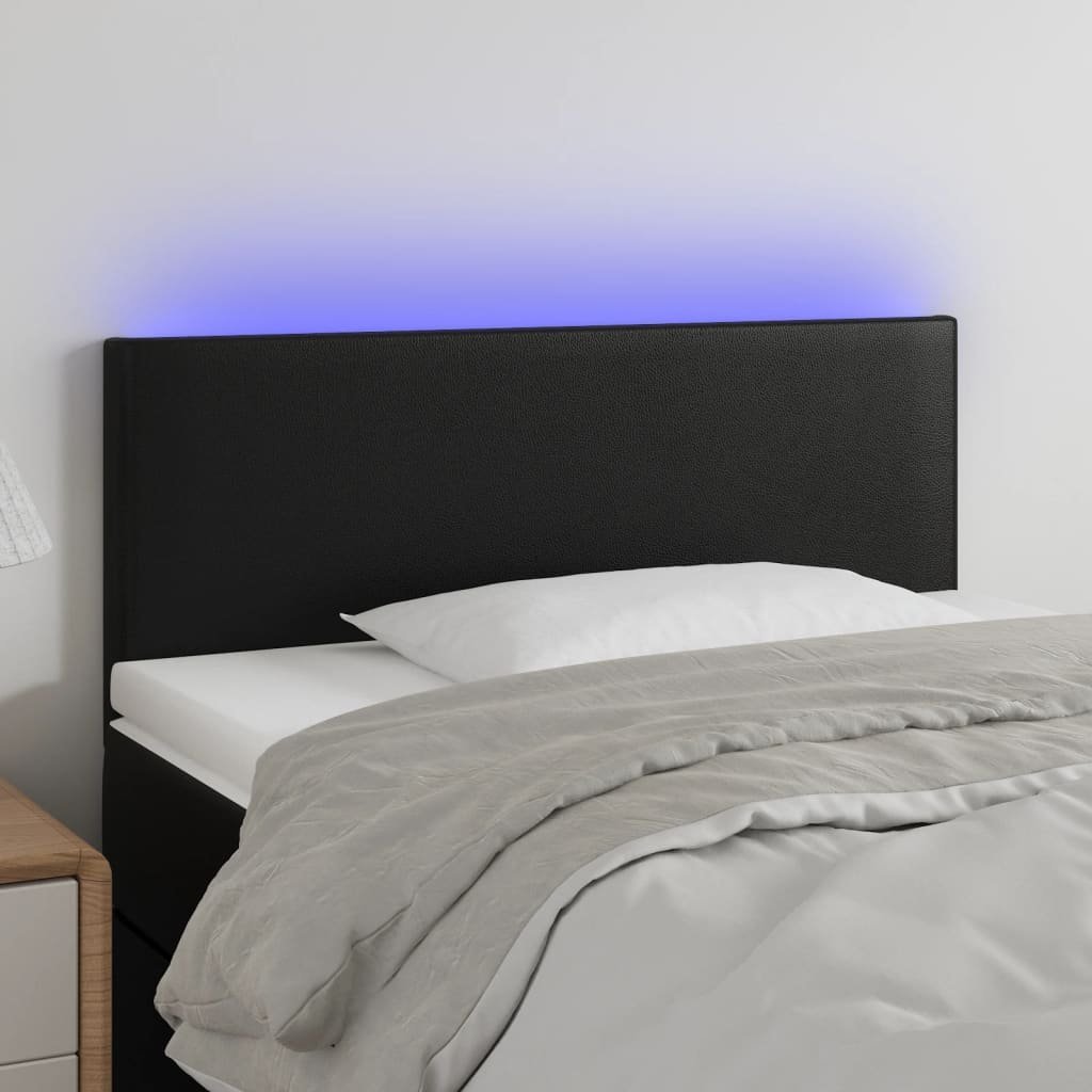 vidaXL vidaXL Zagłówek do łóżka z LED, czarny, 80x5x78/88 cm, sztuczna skóra