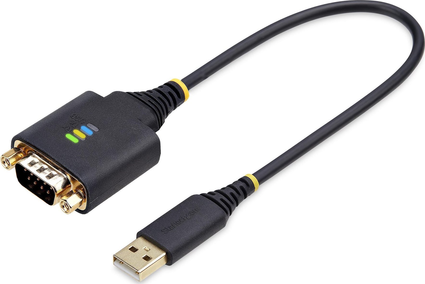 StarTech 1P1FFC-USB-SERIAL kabel równoległy Czarny 0,3 m USB Typu-A DB-9