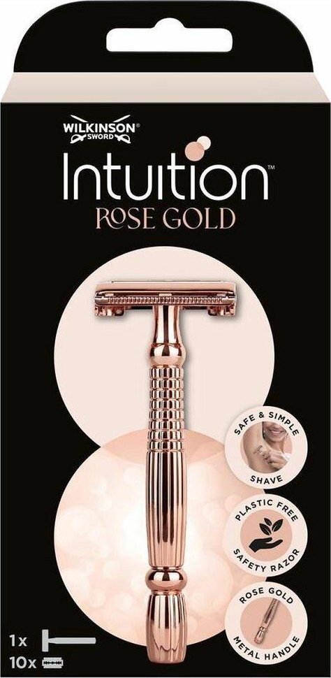 Wilkinson Intuition Rose Gold klasyczna maszynka do golenia dla kobiet z wymiennymi żyletkami rączka + 10 żyletek