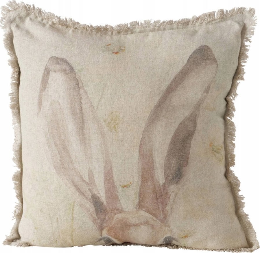 Boltze Poduszka dekoracyjna z frędzlami RABBIT, lniana, 45 x 45 cm