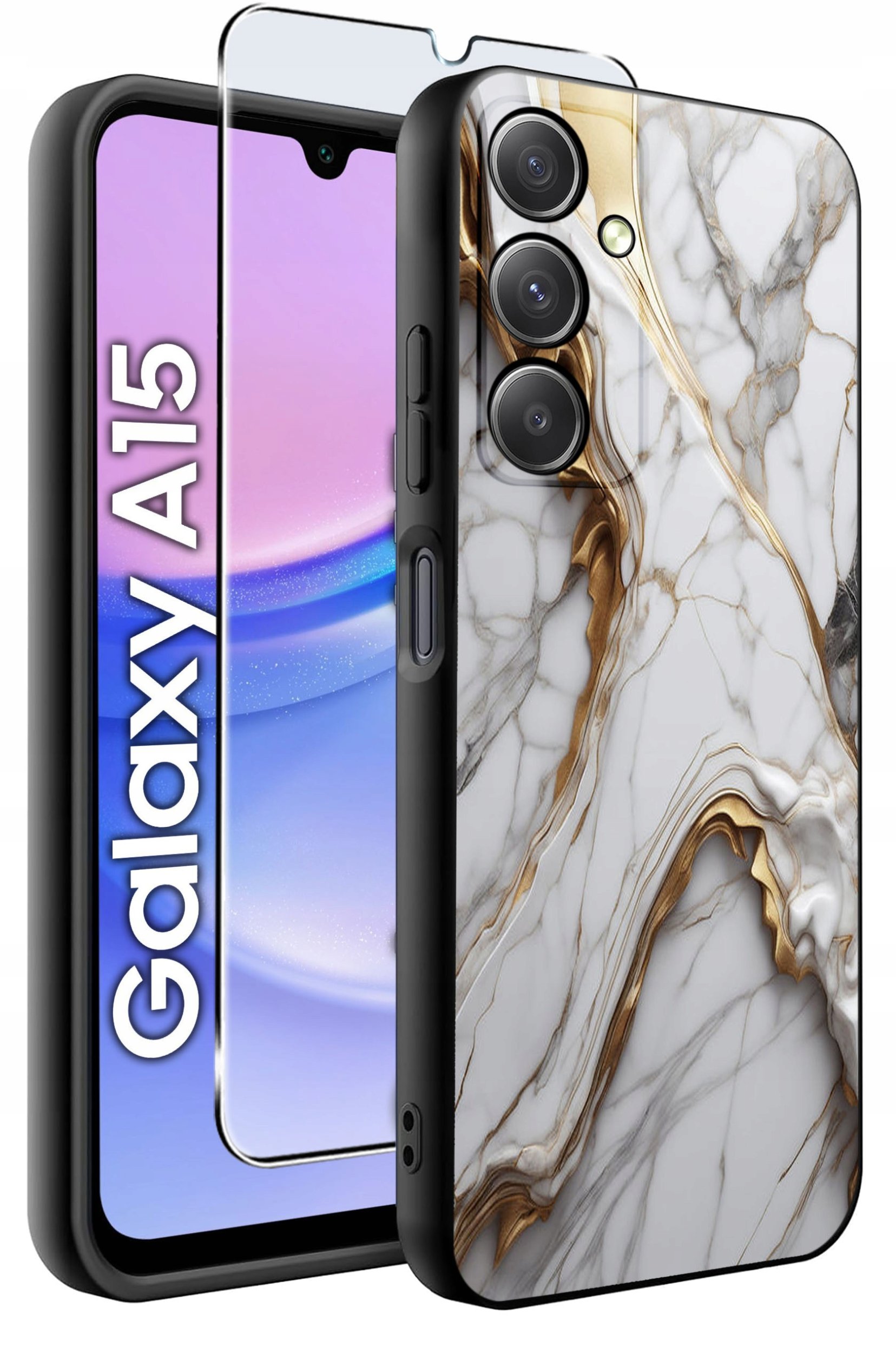 ETUI do Samsung A15 4G | 15 5G WZORY | SILIKONOWE MATT CASE + SZKŁO 9H