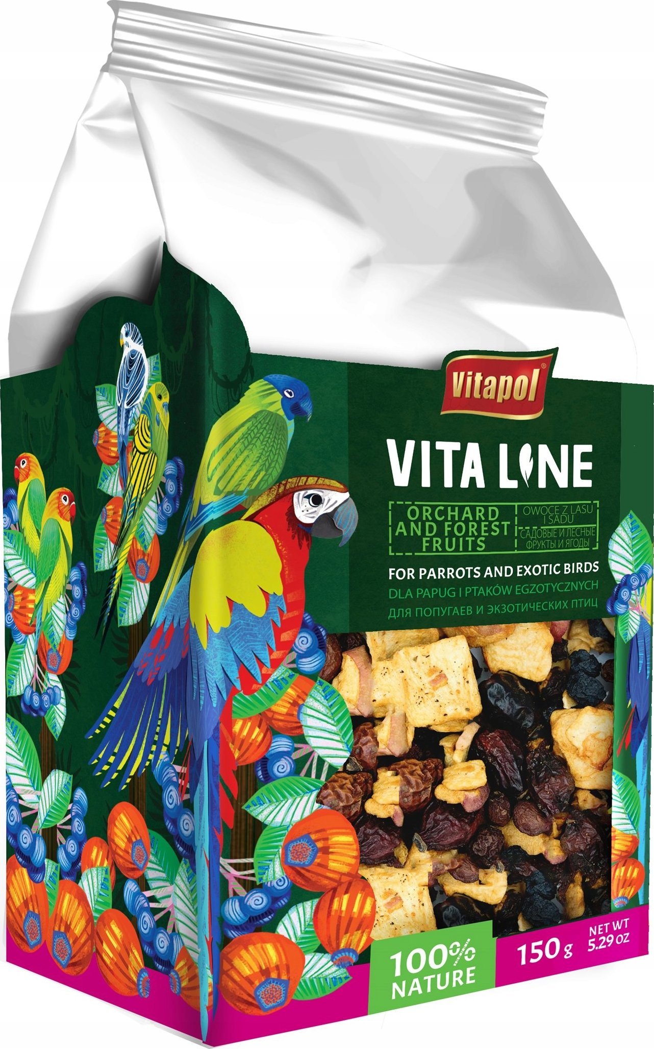 Vitapol Vitaline Owoce lasu i sadu dla papug i ptaków egzotycznych 150g, 4szt/disp