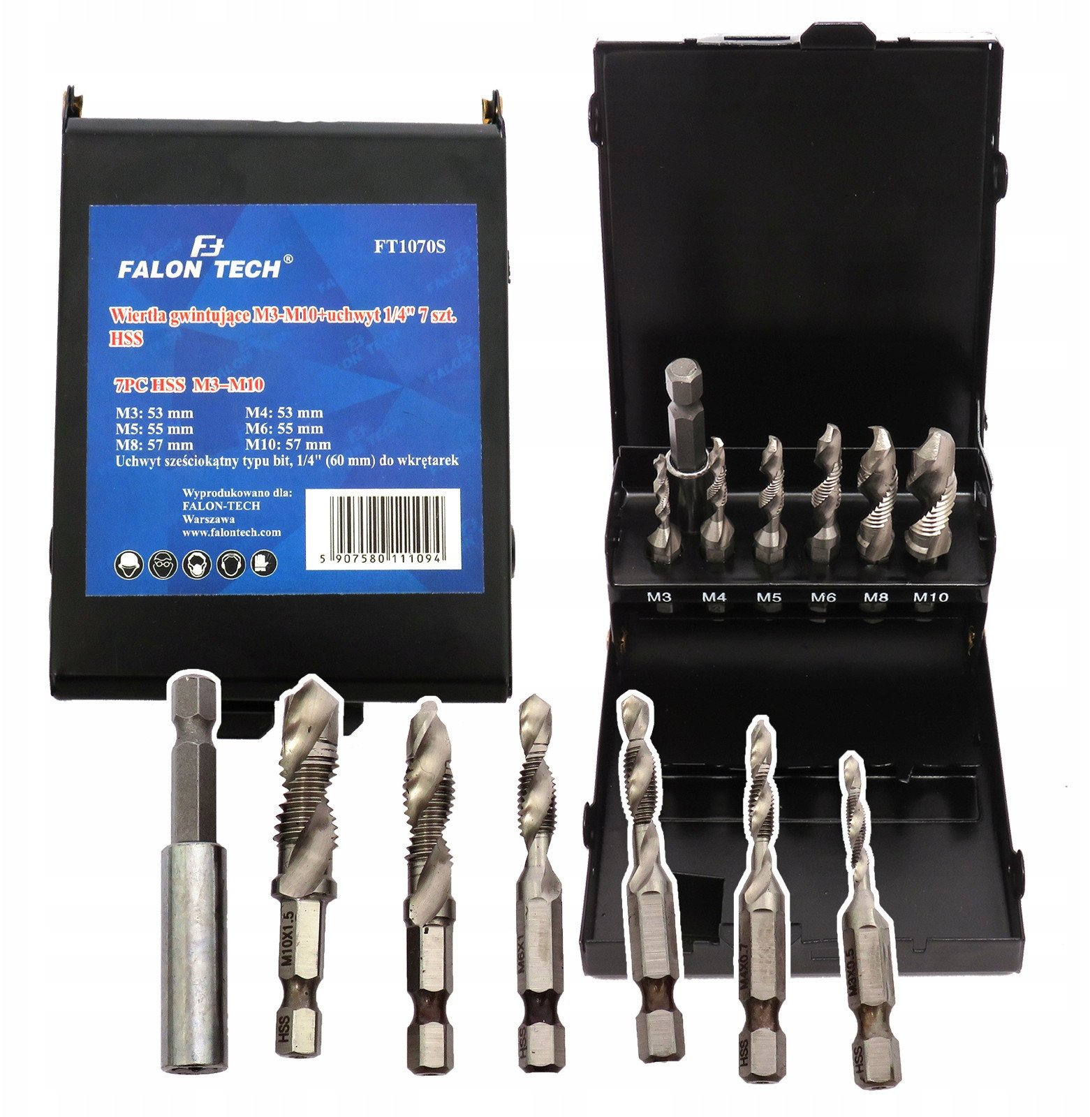 WIERTŁA GWINTUJĄCE HSS M3 - M10 GWINTOWNIKI 7 SZT