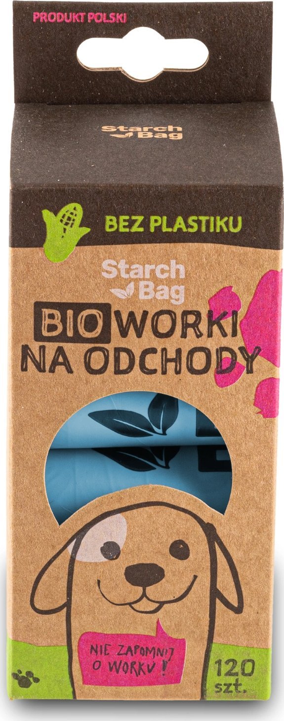 Zolux STARCHBAG Kompostowalne BIOworki na odchody 8 rolek x 15 szt., kol. błękitny