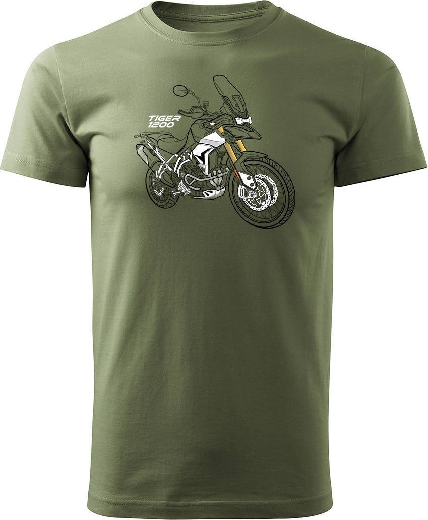 Topslang Koszulka motocyklowa z motocyklem na motor Triumph Tiger 1200 męska khaki REGULAR M