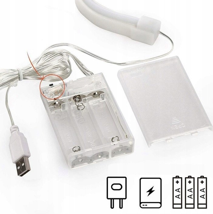 NEON LED WISZĄCY LAMPKA ŚCIENNA BŁYSKAWICA USB 3xAA