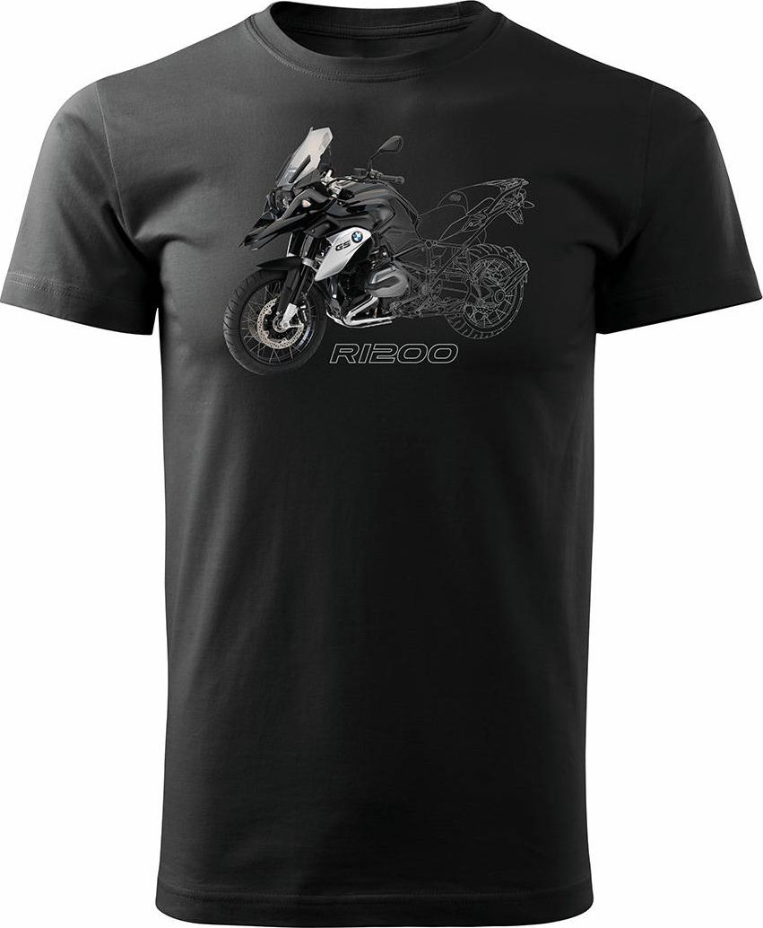Topslang Koszulka motocyklowa z motocyklem na motor BMW GS 1200 męska czarna REGULAR XL
