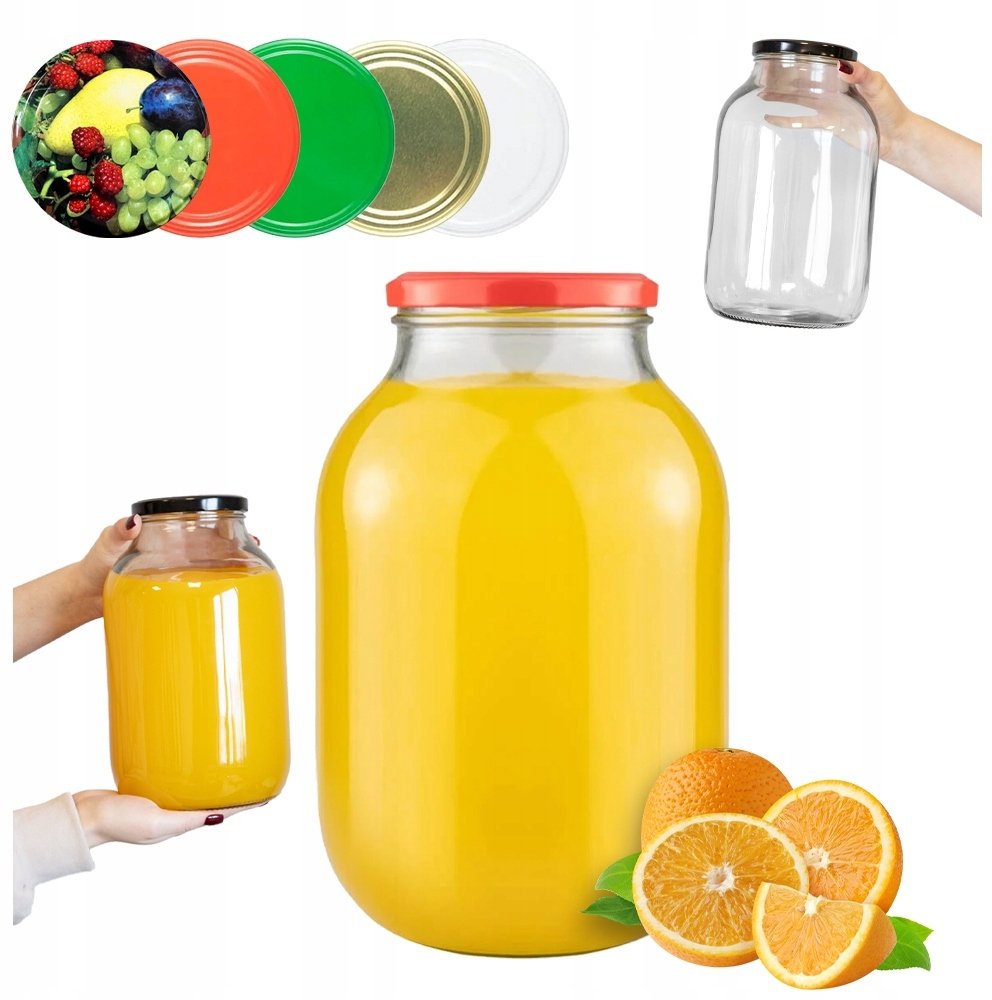 SŁOIK 4l DŻEM PRZETWORY NALEWKI + WIECZKO fi100