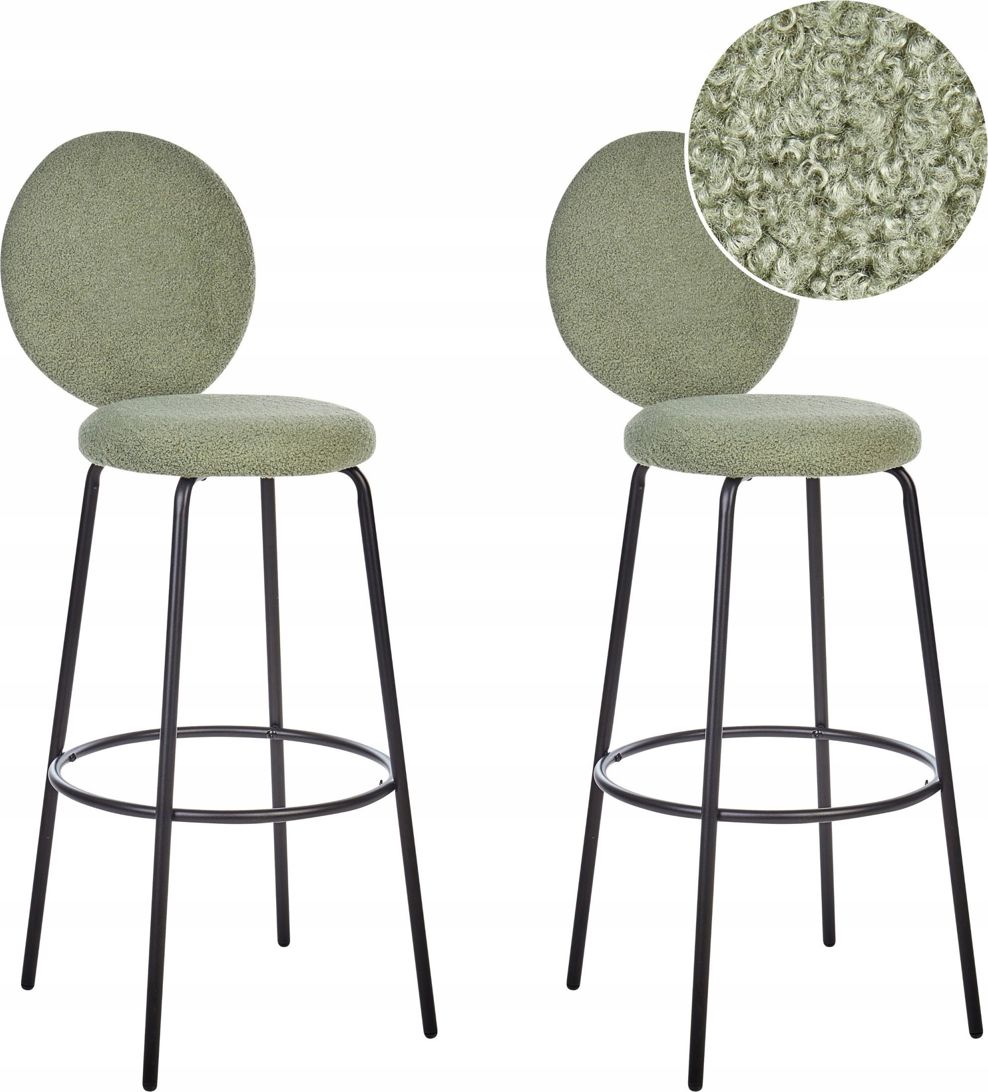 Beliani Krzesło barowe Zestaw 2 Boucle Jasnozielony EMERY