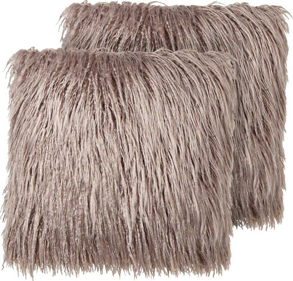 Beliani 2 poduszki dekoracyjne włochacze 45 x 45 cm beżowe COROKIA