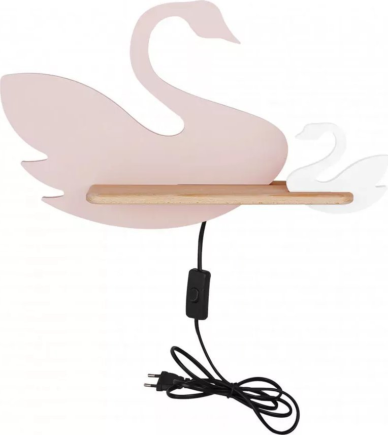 Lumes Różowo-biała lampka dziecięca łabędzie z przewodem - K038-Lizi