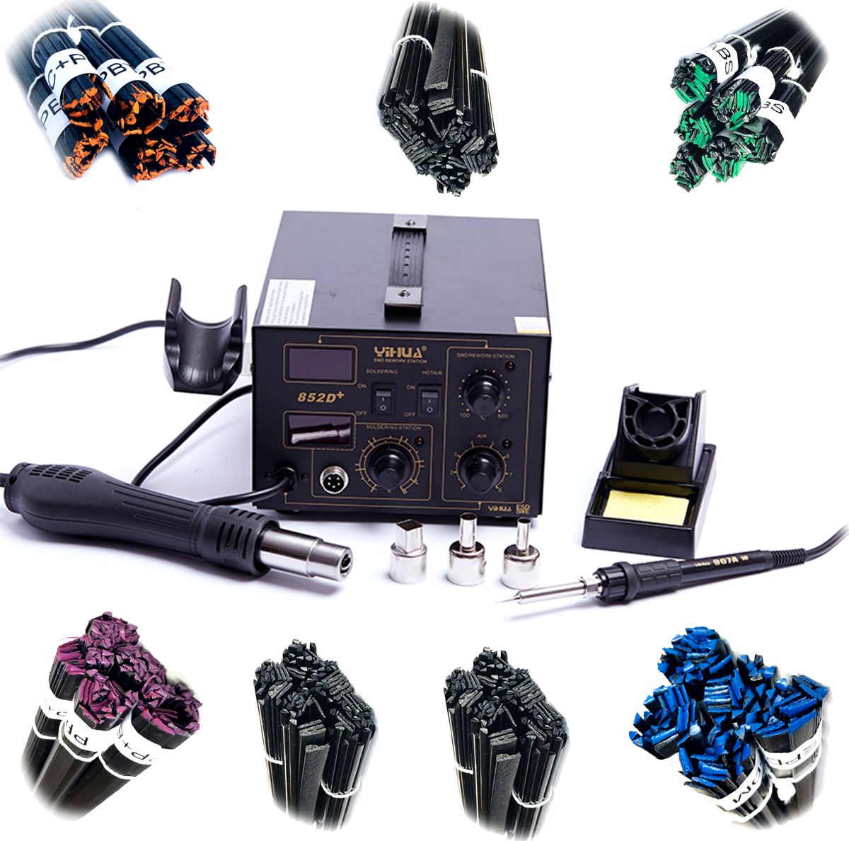 Techrebal Zestaw spawarka plastiku Yihua 852D+ + Spoiwa PLAST 1