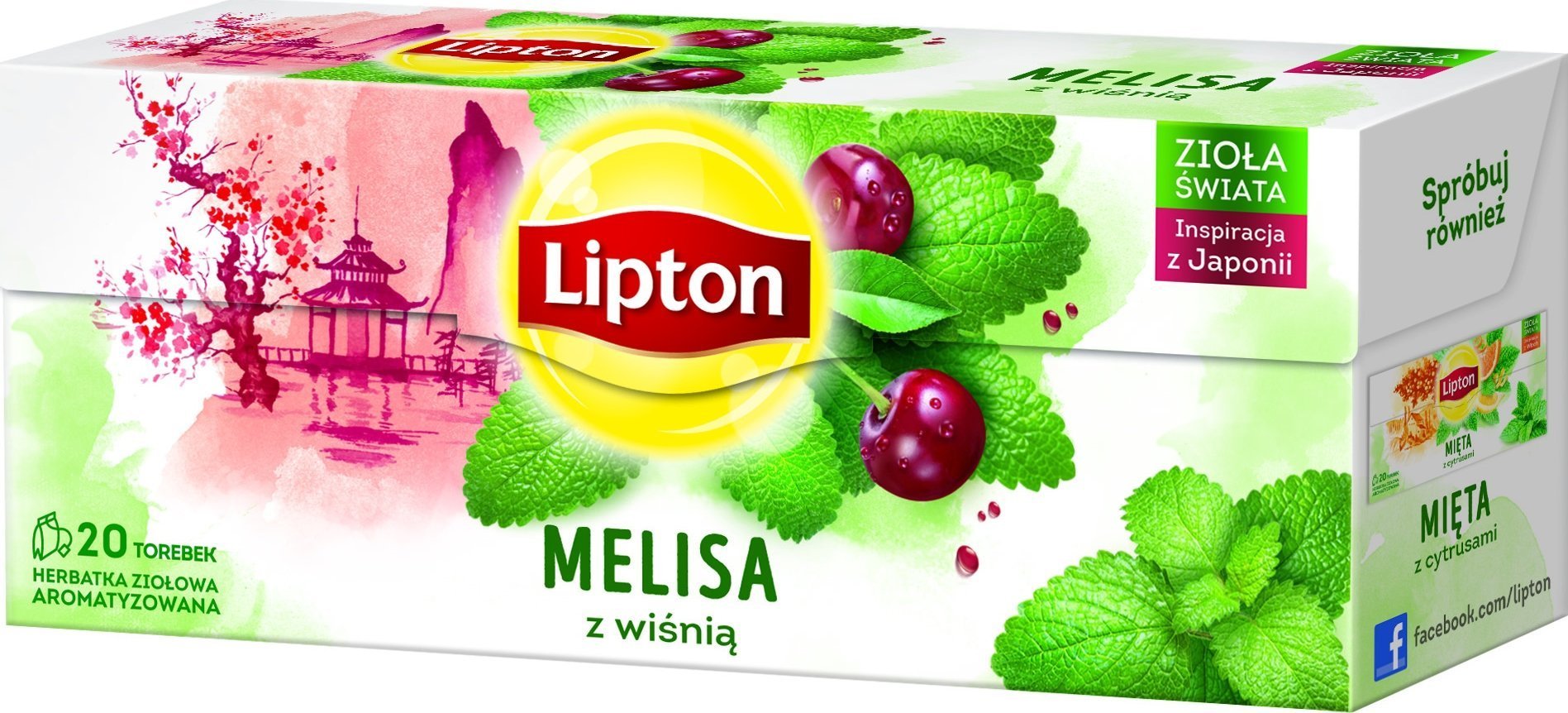 Lipton Herbata LIPTON, 20 torebek, ziołowa z melisą i wiśnią