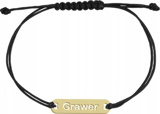 Radziszewska Jewellery Pozłacana Bransoletka z GRAWEREM blaszka sznurek