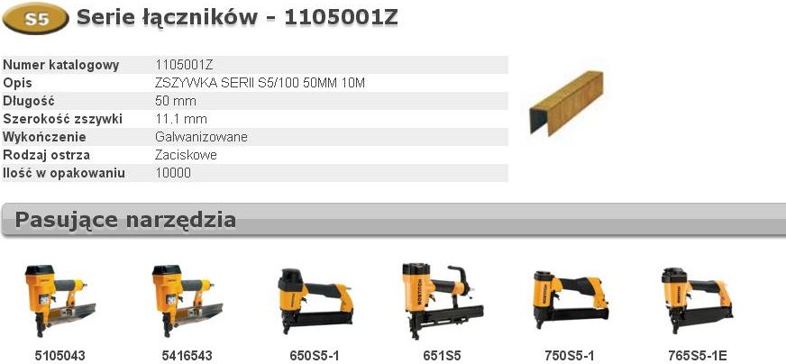 Bostitch BOSTITCH ZSZYWKI S5 50mm 10M BCH1105001Z - 1105001Z