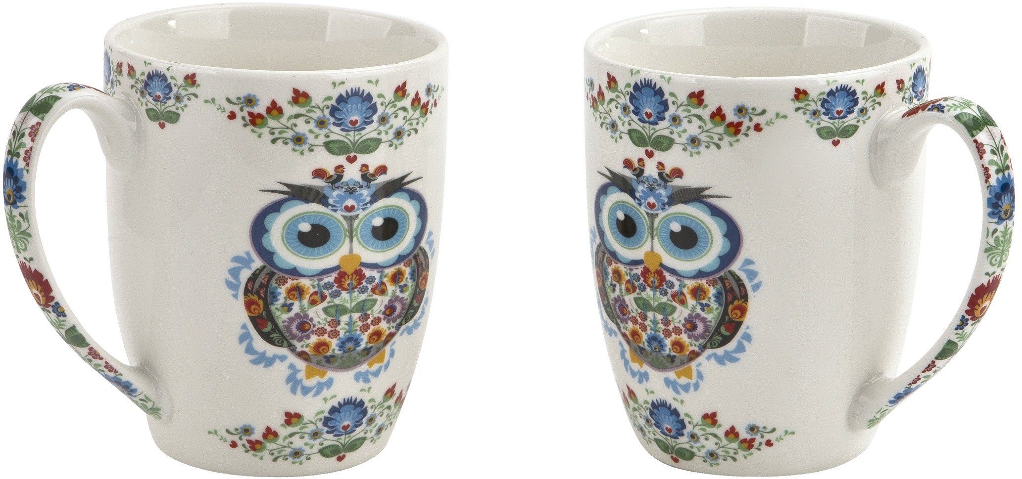 Komplet 2 kubków porcelanowych 350 ml Sowa Etno