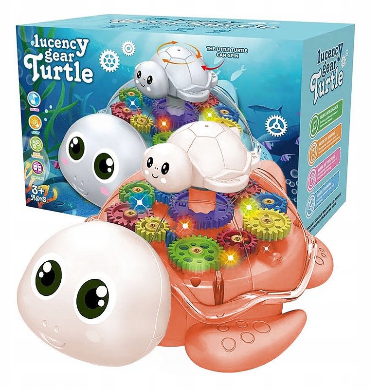 Interaktywny Żółw Świecący Jeżdżący Muzyczny Sensoryczny Żółwik Z Dźwiękiem