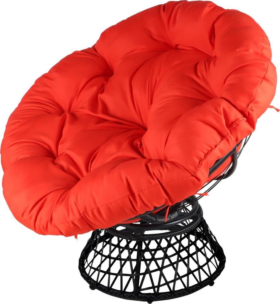 Saska Garden FOTEL OGRODOWY OBROTOWY 360 STOPNI Z PODUSZKĄ CZERWONĄ