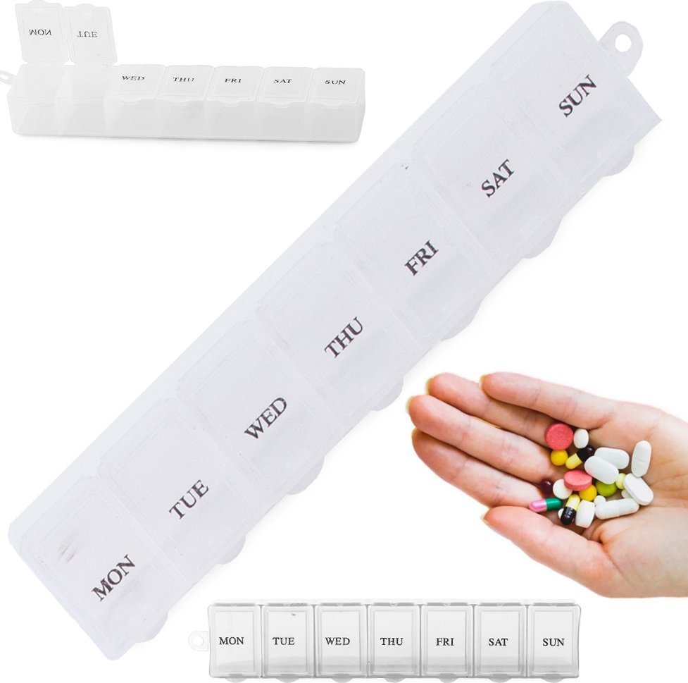 xxxxxxxxxxxxxxxx Verk Group (Verk) Pojemnik na leki tygodniowy lekarstwa kasetka organizer na suplementy 7 dni Pojemnik na leki tygodniowy lekarstwa k