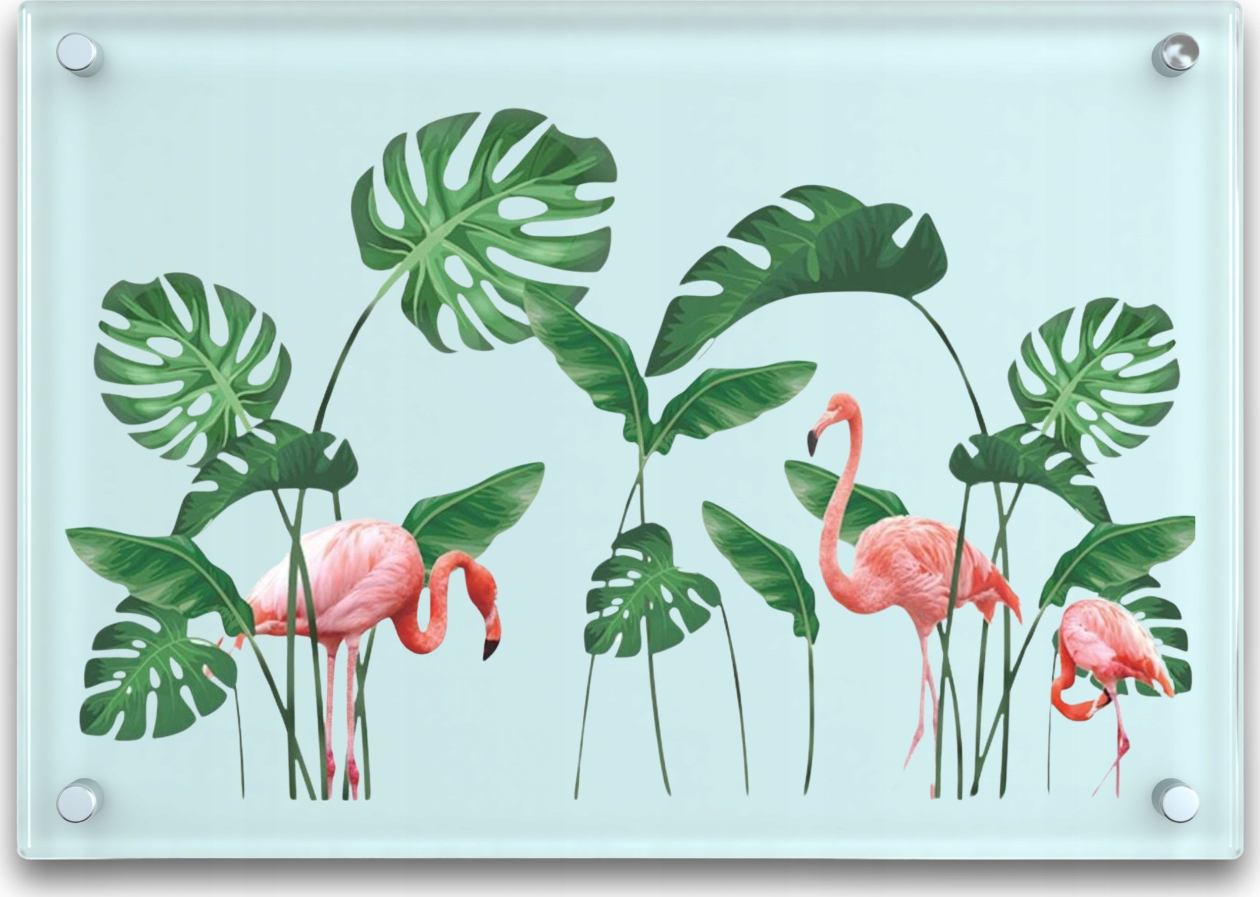 Iteams4Now Naklejka na ścianę monstera flamingi na szafę meble szybę lustro do pokoju