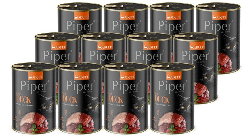 Mokra karma dla kota Piper Animals z kaczką zestaw 12 x 400 g