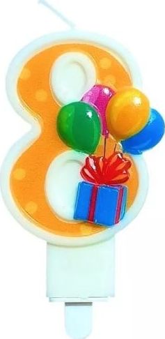 MK TRADE Świeczka cyfra 8 z balonami