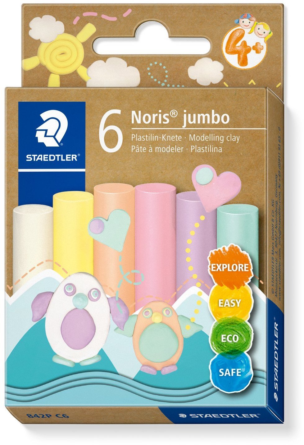 STAEDTLER Plastilin-Knete Noris Jumbo pastel