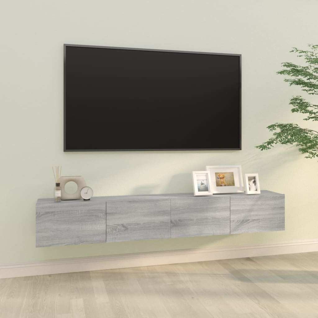 vidaXL Szafki ścienne pod TV, 2 szt., szary dąb sonoma, 100x30x30 cm