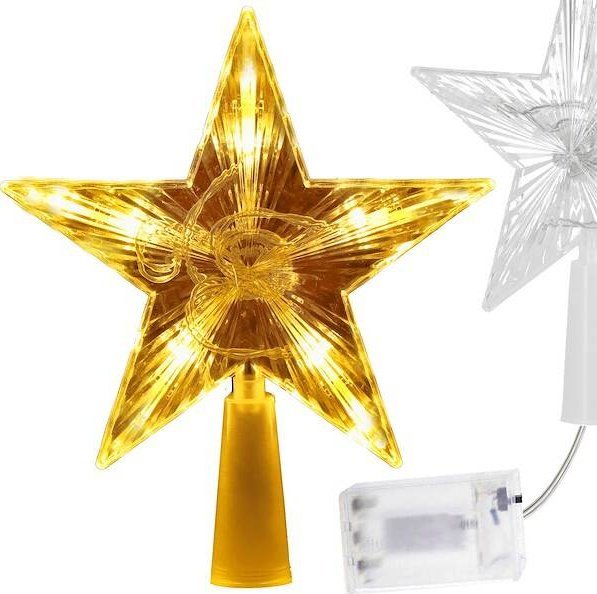 Springos Czubek na choinkę świecąca gwiazda 10 Led szpic ciepły biały UNIWERSALNY