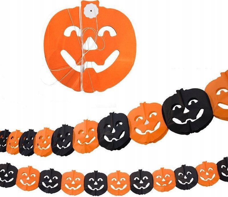 Korbi DEKORACJA WISZĄCA GIRLANDA NA HALLOWEEN DYNIE DYNIA PAPIEROWA DEKORACJE 3M