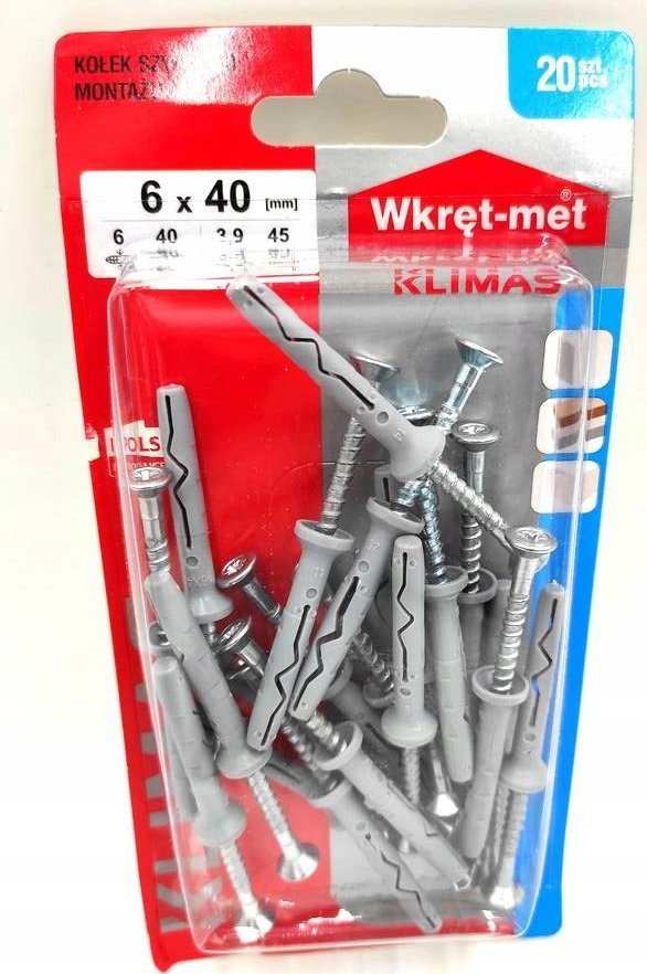 Wkręt-met BLISTER KOŁ.DO SZYBK MONTAŻU 6X40 kod:BS