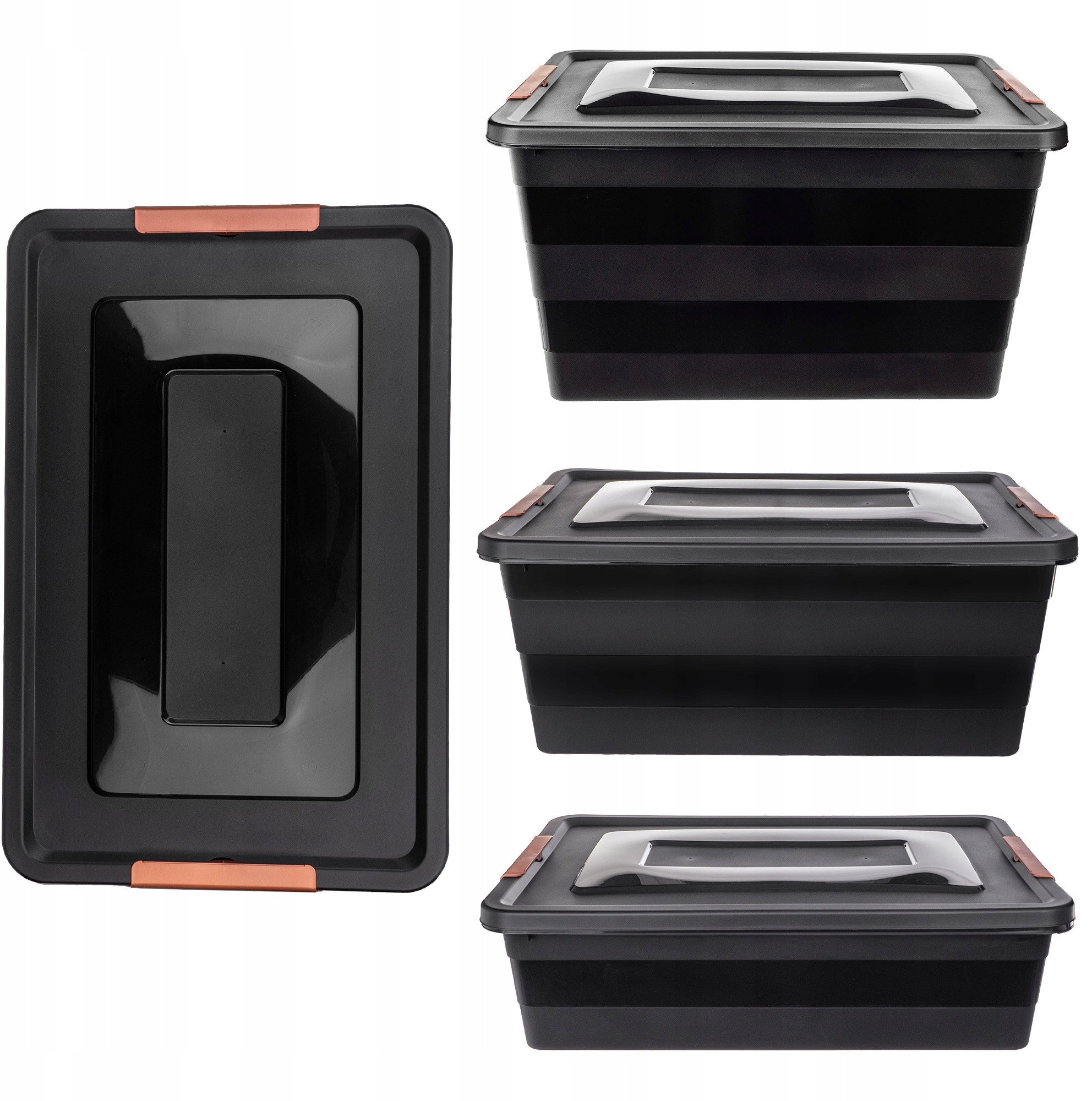 KADAX Pojemniki Z Pokrywą Do Przechowywania Zestaw 3szt Organizer Plastikowy