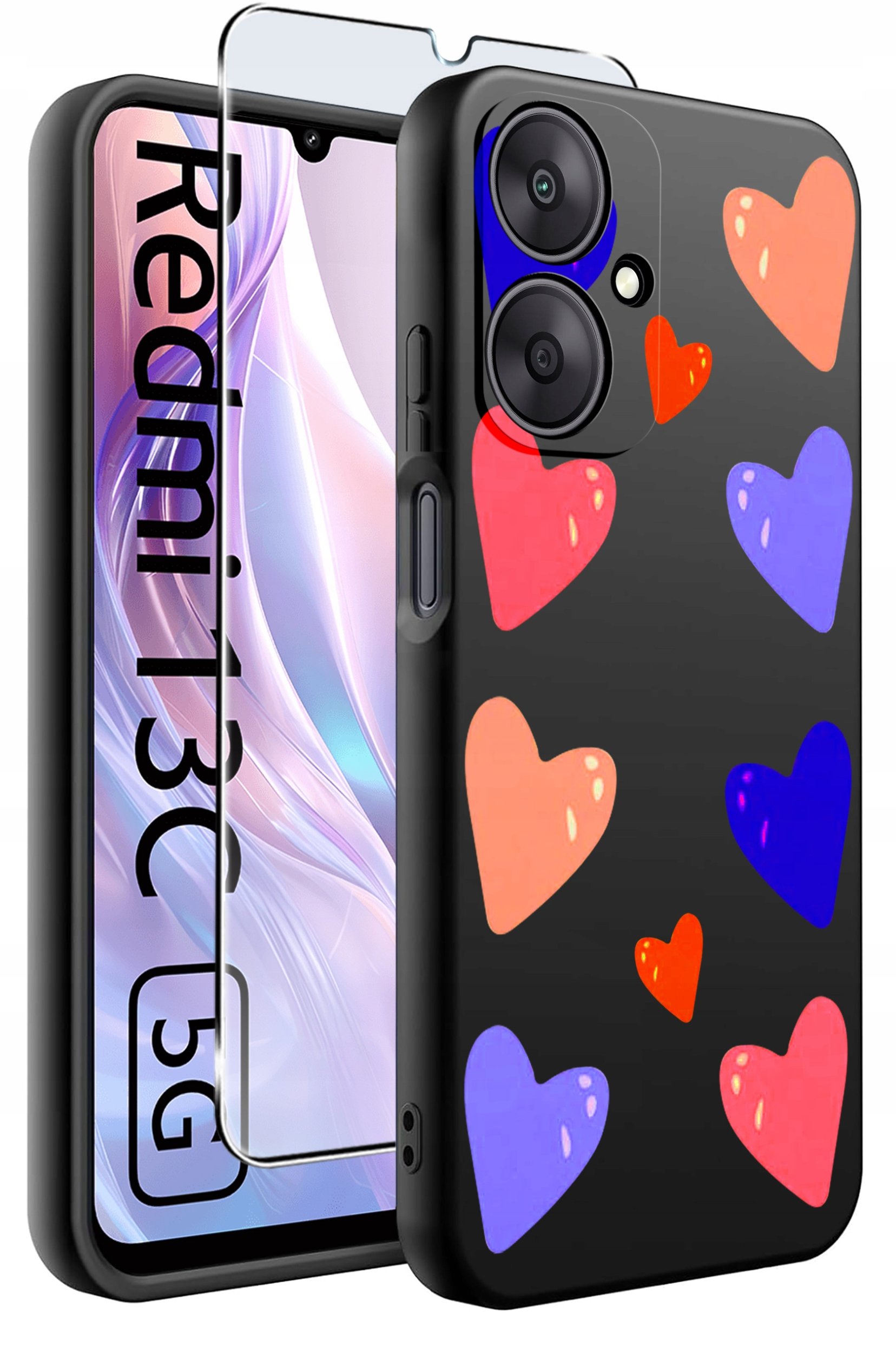 ETUI do Xiaomi Redmi 13C 5G WZORY |SILIKONOWE MATT CASE +SZKŁO HARTOWANE 9H