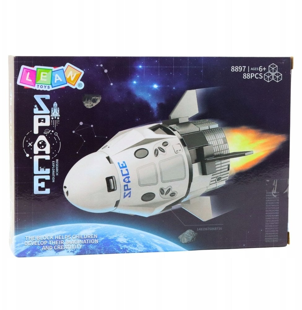 Klocki Konstrukcyjne Biały Statek Kosmiczny Podstawka 88 el.