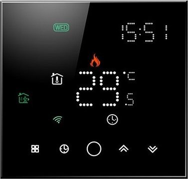 Hismart TUYA Programuojamas termostatas WiFi, juodas