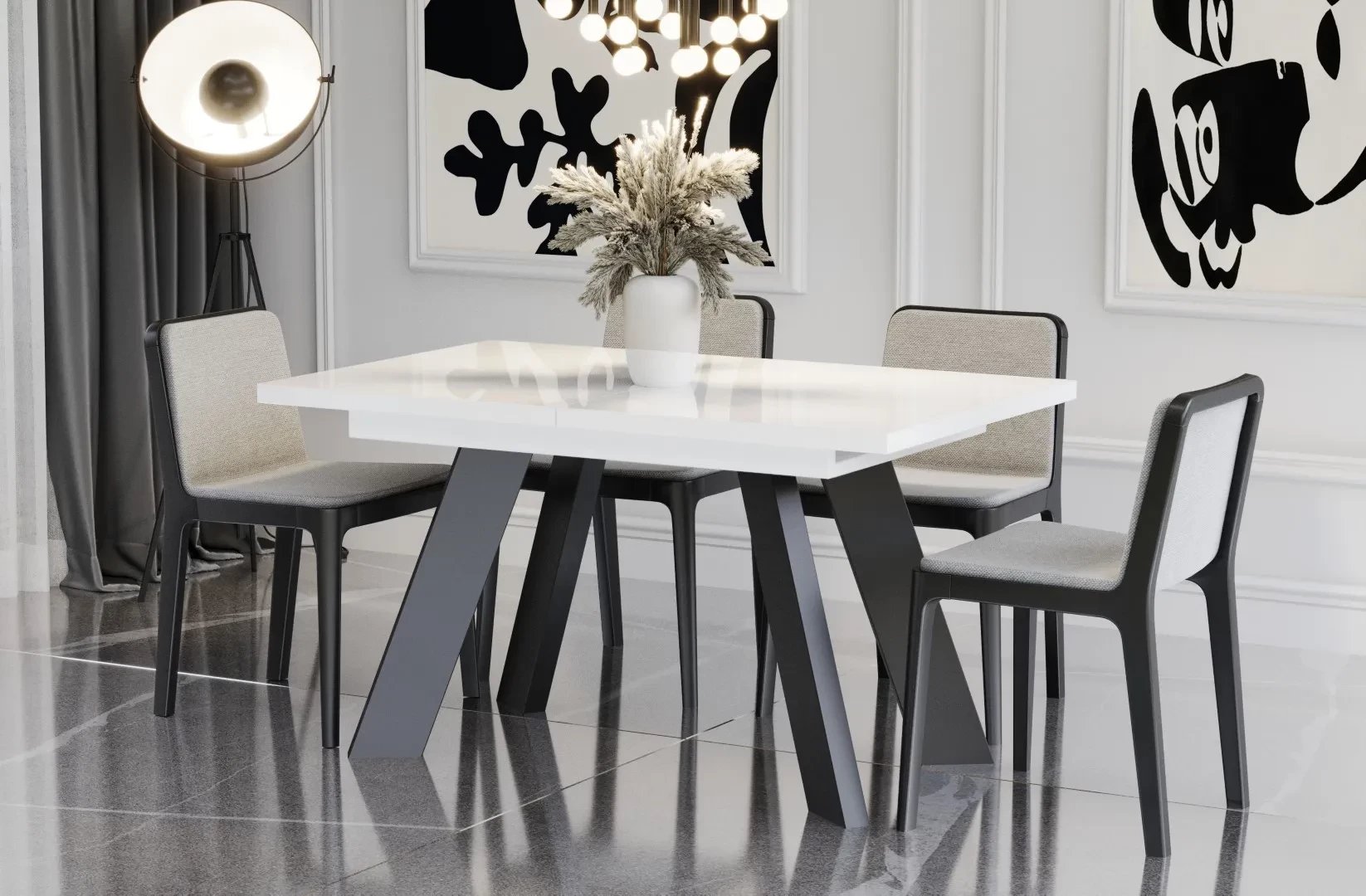 Stół rozkładany COMO 130(210)x80 biały połysk ENDO