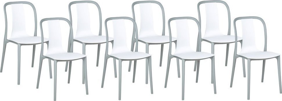 Beliani Zestaw 8 krzeseł ogrodowych biało-szary SPEZIA
