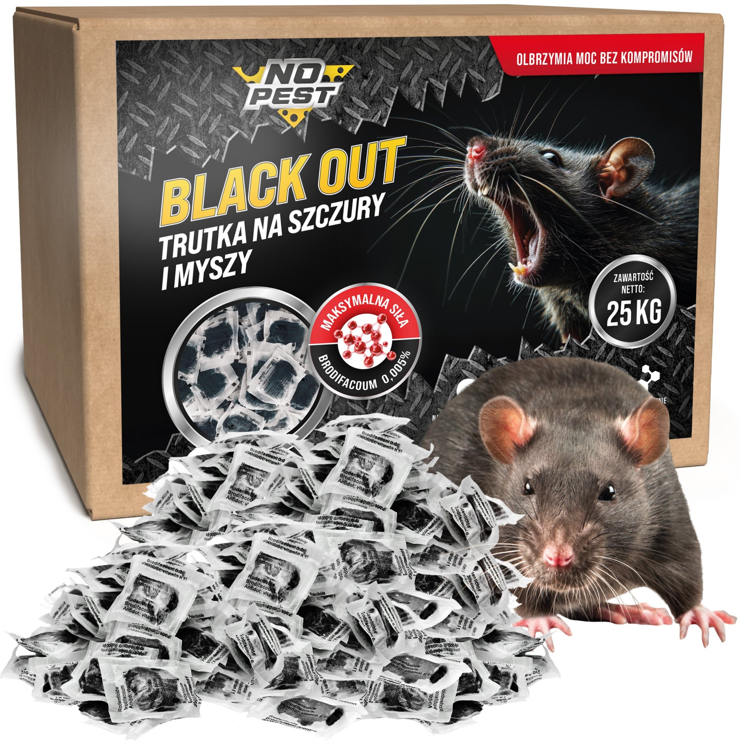 Trutka na Szczury i Myszy Trucizna Środek Czarna Pasta Brodifakum do Zwalczania Myszy Szczurów Karton 25kg