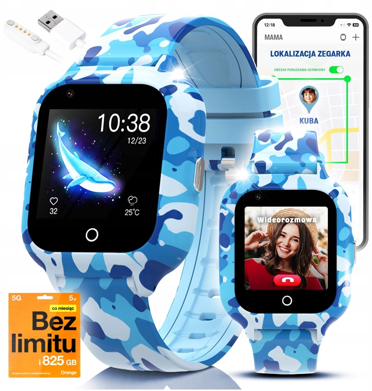 Smartwatch dla Dzieci Dziecięcy Zegarek Rozmowy 4G LTE Lokalizacja GPS Czat