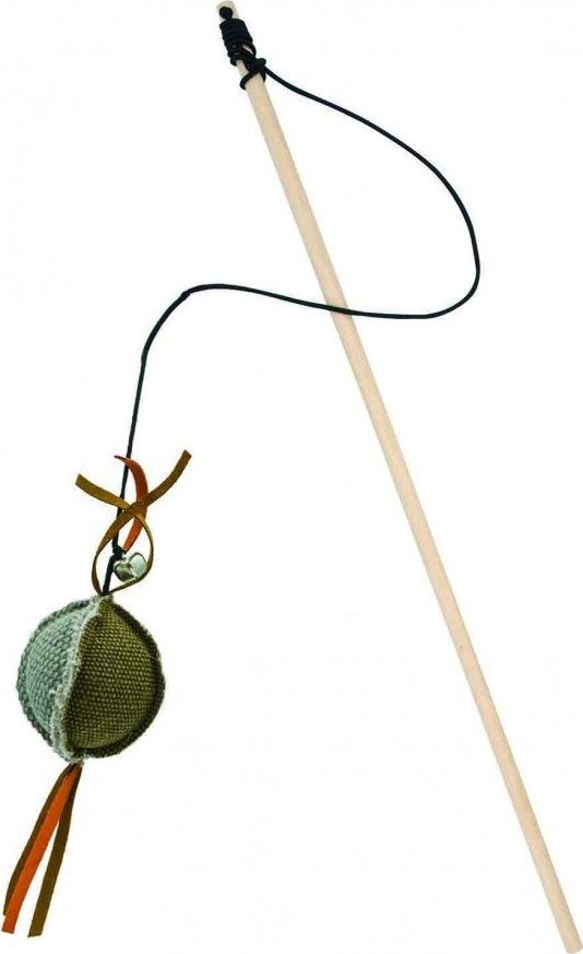 Barry King Barry King drewniana wędka z piłką z mocnego materiału szaro/brązowa 5,5 x 4cm /40cm