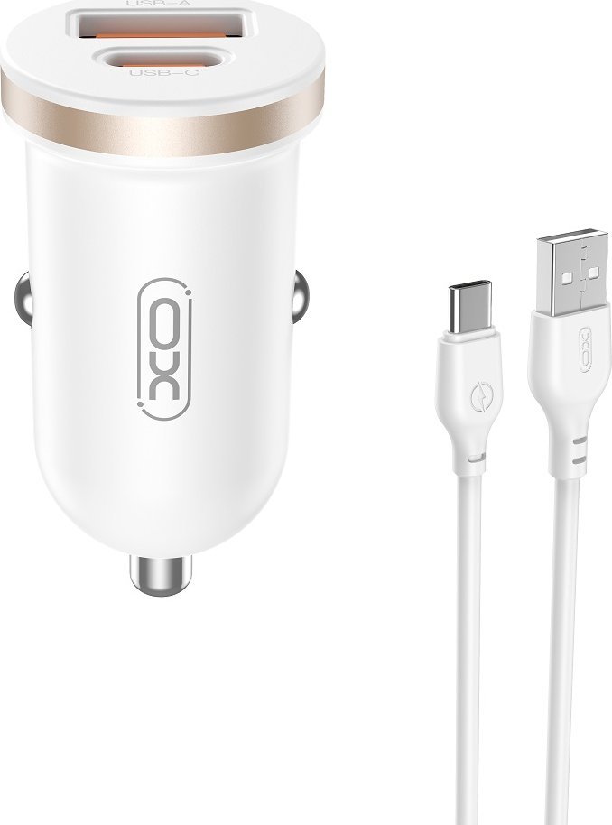 Ładowarka XO Xo Ładowarka Samochodowa Cc56 Pd 30W Qc 1X Usb 1X Usb-C Biała + Kabel Usb - Usb-C