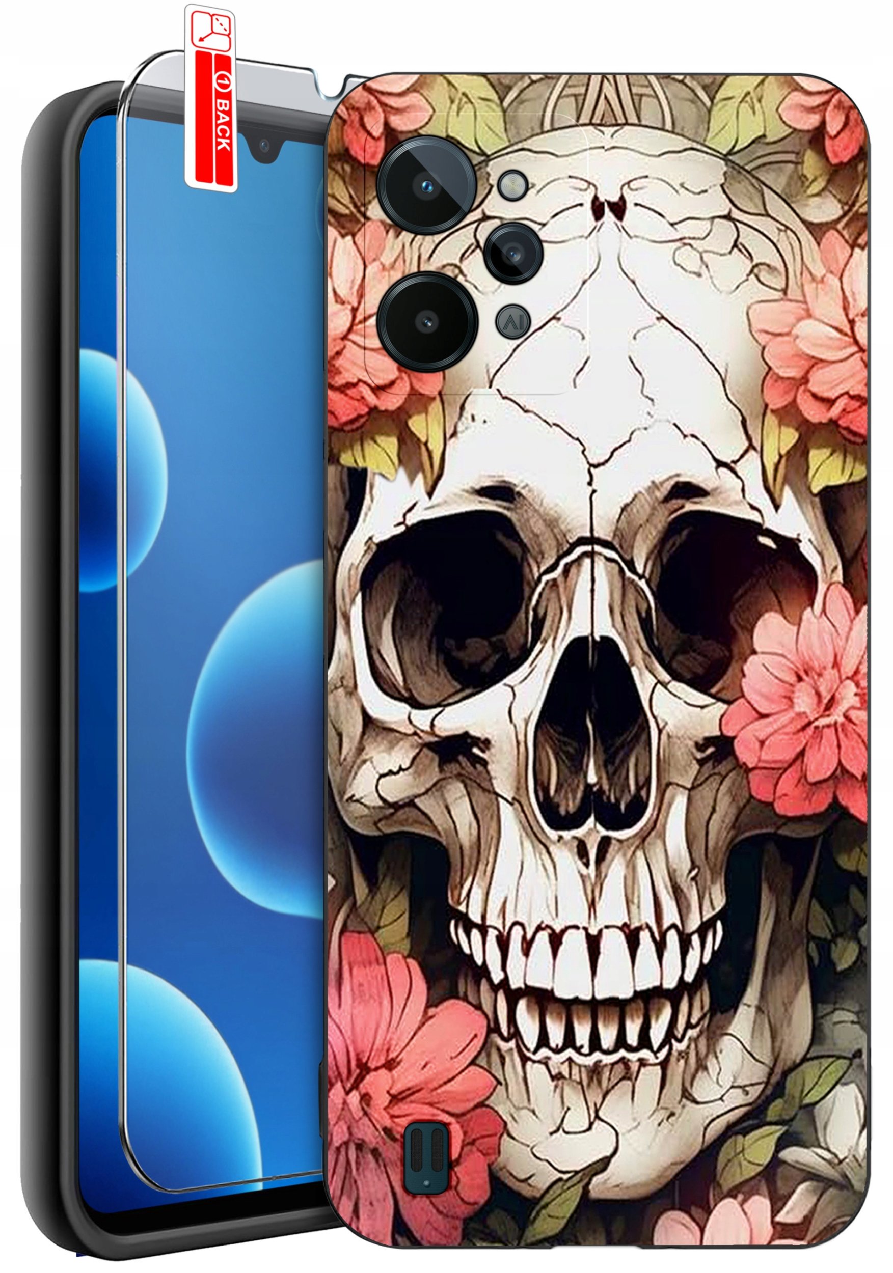 ETUI do Realme C31| WZORY | SILIKONOWE MATT CASE + SZKŁO 9H