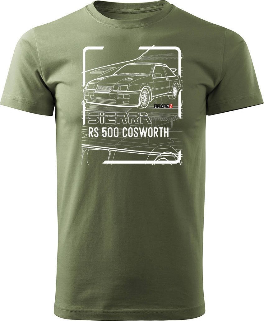 Topslang Koszulka z samochodem Ford Sierra RS 500 z Fordem Sierra RS 500 cosworth męska khaki XXL