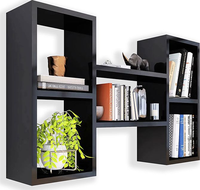 Elior Czarna wisząca półka na książki - Calmo 2X