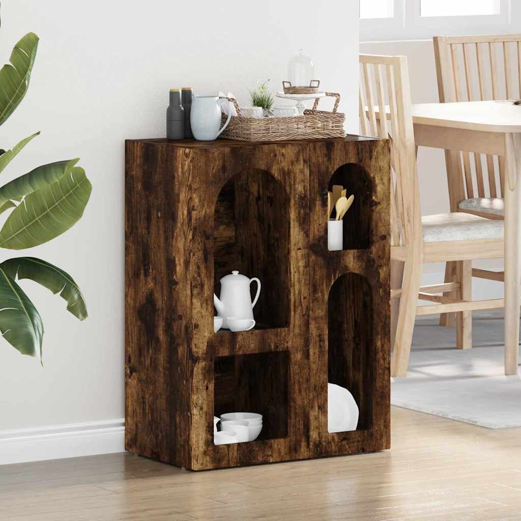 vidaXL Bufet Wędzone dębowe 59 x 35 x 80.5 cm Materiał z drewna kompozytowego
